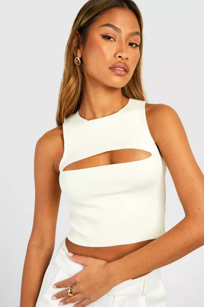 Knitted Key Hole Crop Top | boohoo (US & Canada)