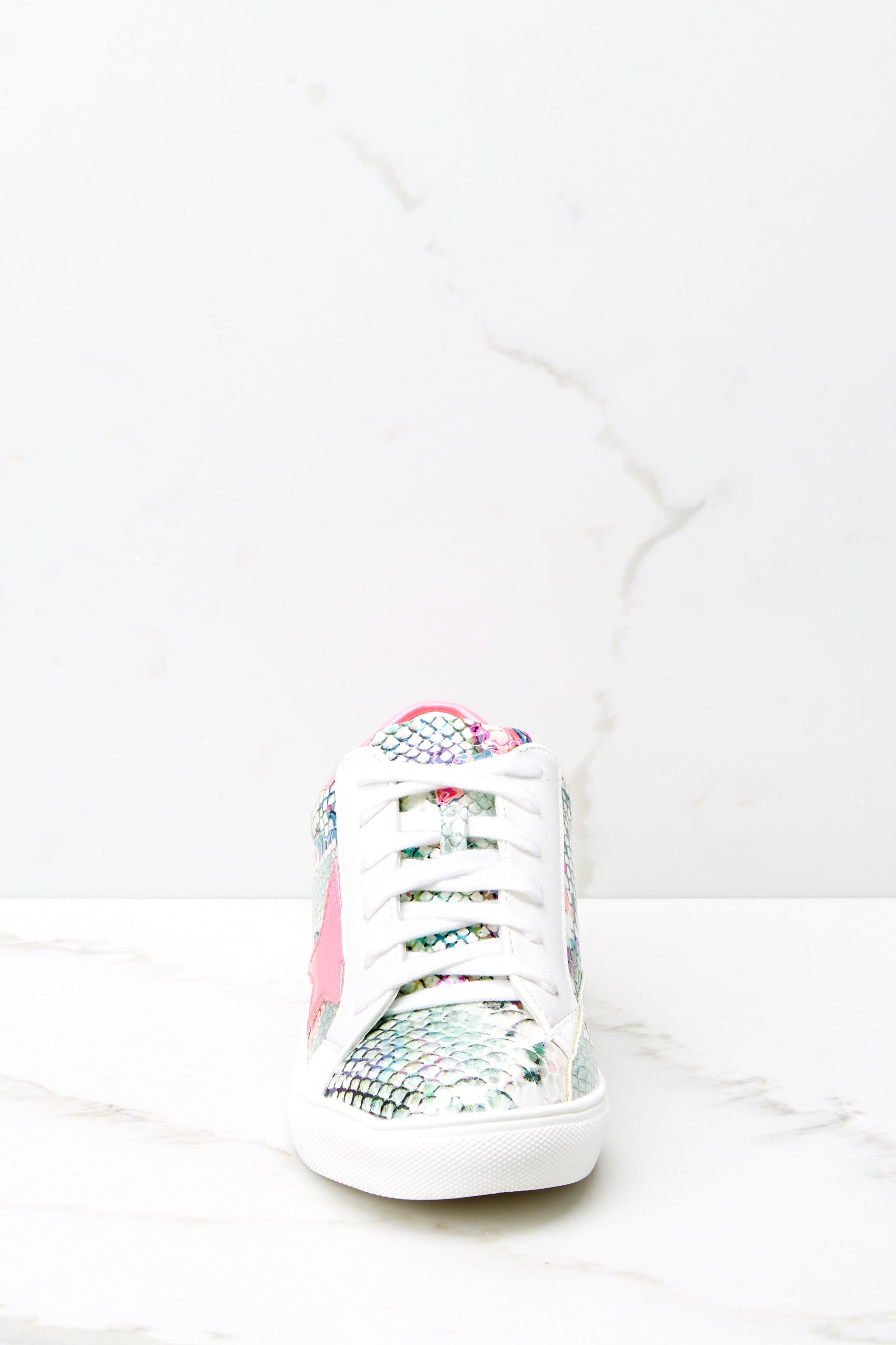 Getting Better Fuchsia Snake Print Sneakers | Red Dress 