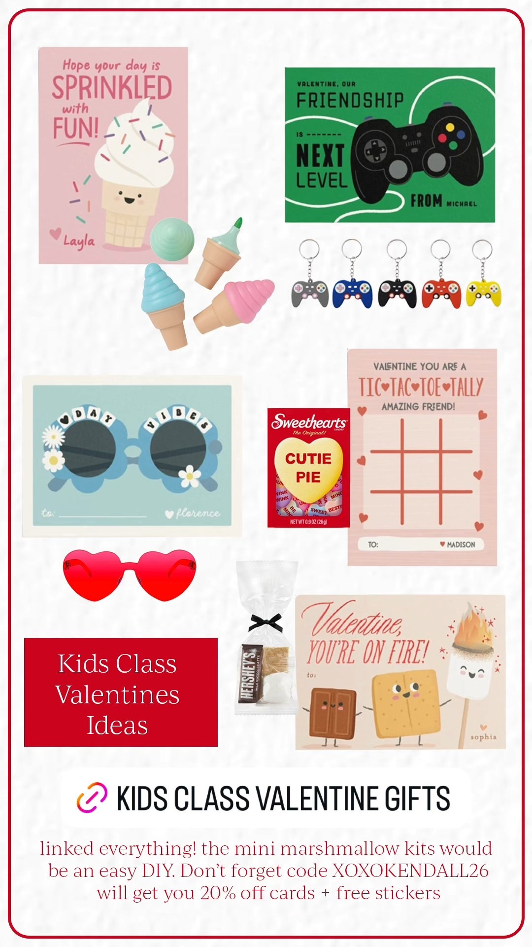Kids class valentines cards and what I would pair with them. Code XOXOKENDALL26 gets you 20% off cards plus a free pack of stickers to match.

#LTKValentine