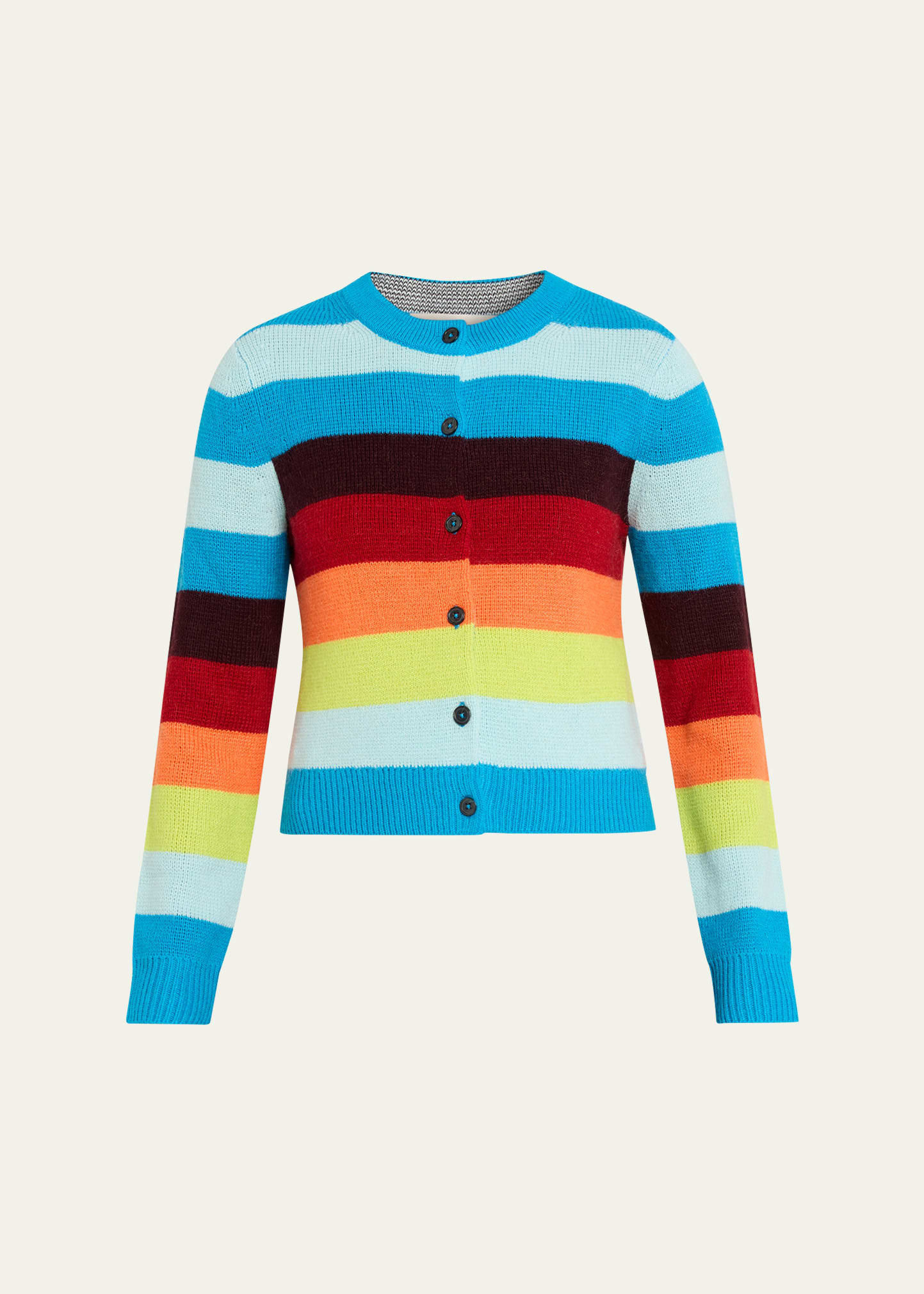 CHRISTOPHER JOHN ROGERS Striped Crop Crewneck Cardigan | Bergdorf Goodman