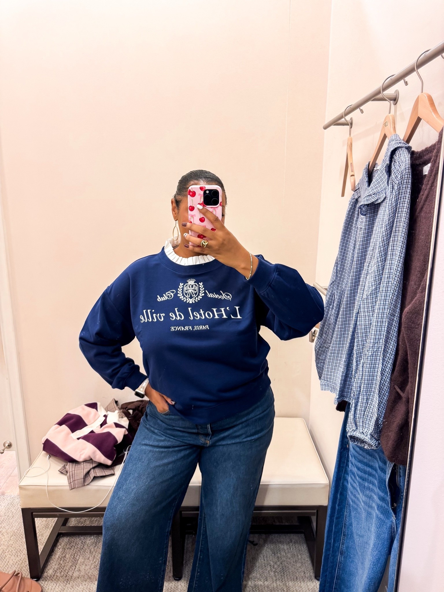 Perfect mix of feminine and sporty with this super soft sweatshirt that has pleated ruffle collar.  Fits tts wearing large and 31 in jeans. 

Fall outfit ideas | fall outfits | midsize outfit

#LTKMidsize #LTKSeasonal #LTKootd