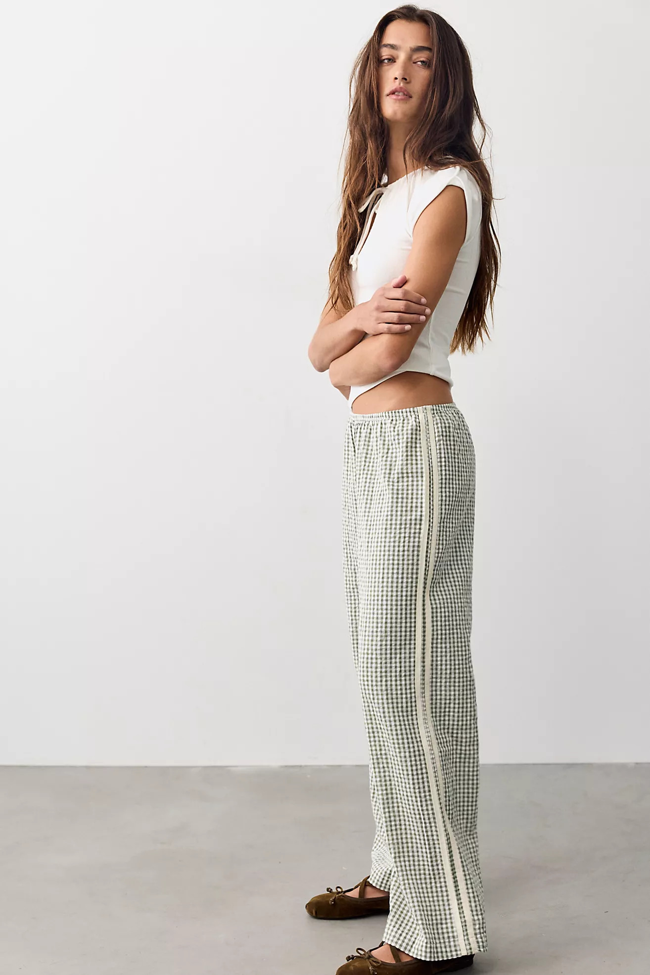 DONNI. The Cotton Gingham Stripe Crop Pants | Free People (Global - UK&FR Excluded)
