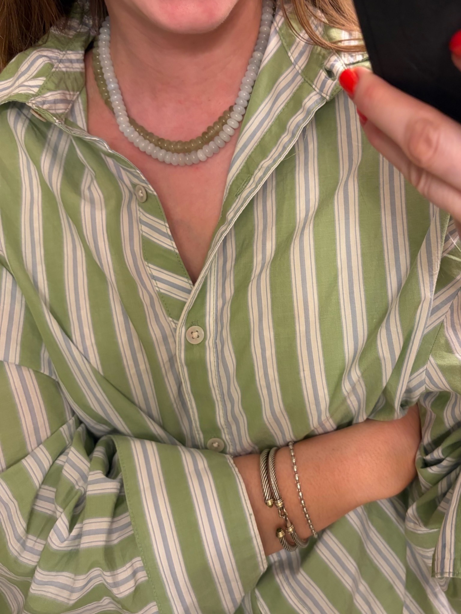 My favorite layering necklaces! 
Beaded necklace
Gemstone bead necklace
Candy necklace 
David yurman cable cuff bracelet stack

#LTKSeasonal #LTKSaleAlert