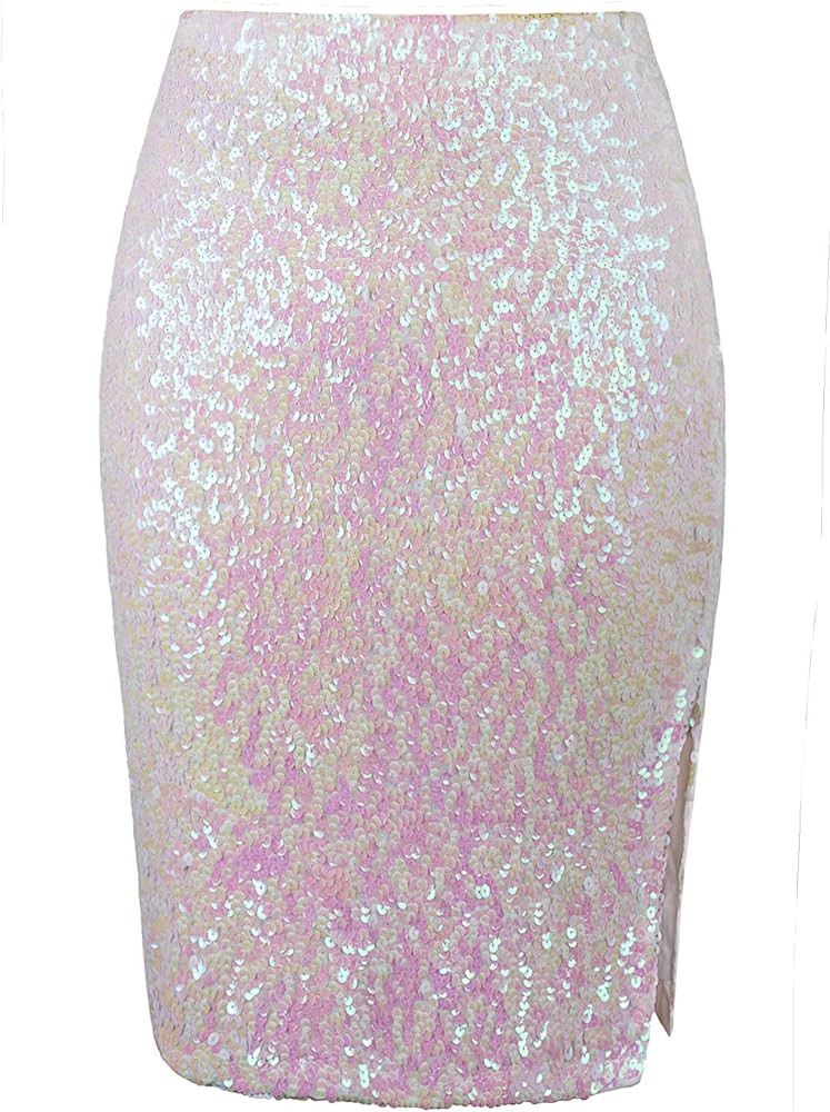 VIJIV Women's Sequin Skirt Midi High Waist Elegant Stretchy Sparkle Side Slit Pencil Skirt Party ... | Amazon (US)