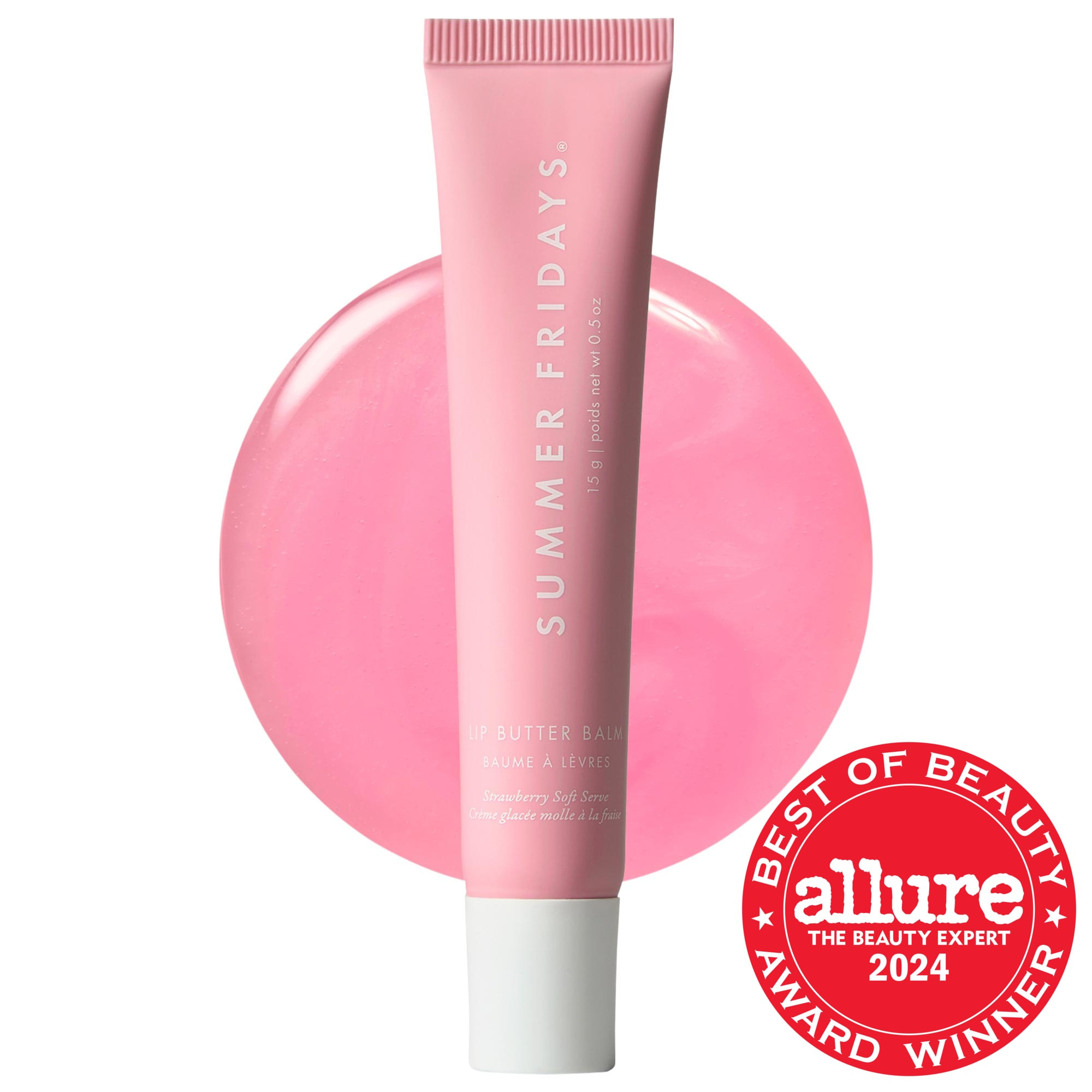 Summer Fridays Lip Butter Balm Treatment for Hydration + Nourishing Shine Strawberry Soft Serve 0.5 oz/15 g | Sephora (US)