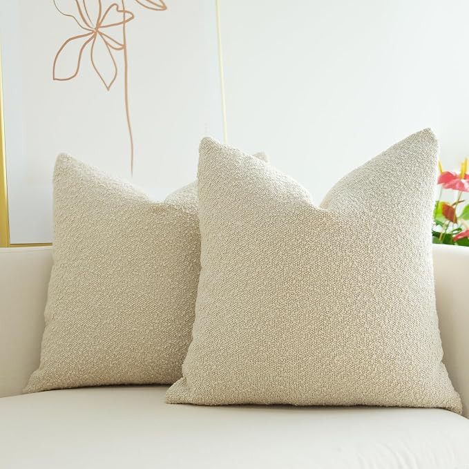 JOJUSIS Pack of 2 Textured Boucle Throw Pillow Covers Accent Solid Pillowcovers Home Decor 18 x 1... | Amazon (US)