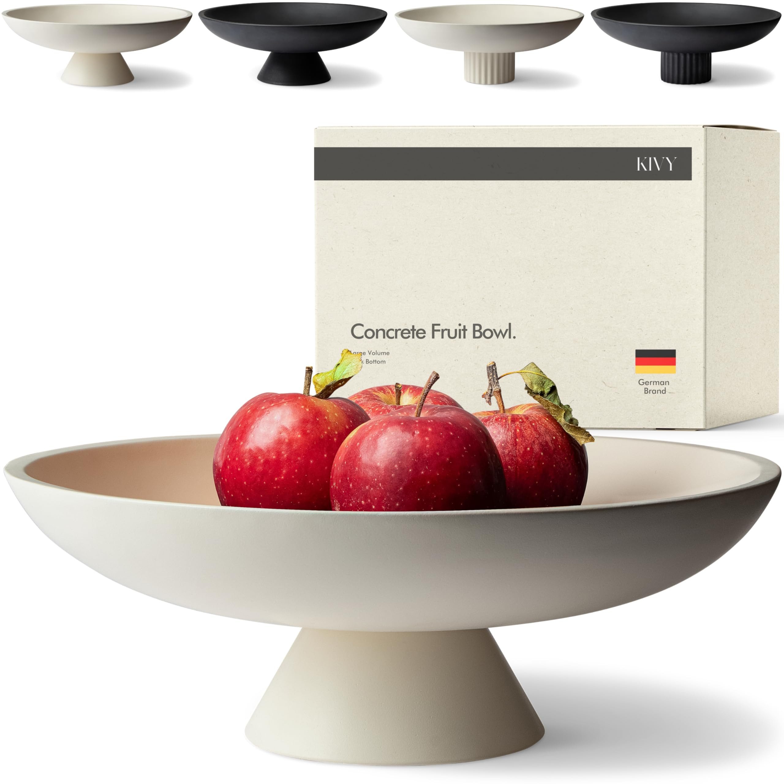 KIVY Concrete Fruit Bowl for Kitchen Counter - Large Decorative Pedestal Bowl for Home Decor - Mo... | Amazon (US)