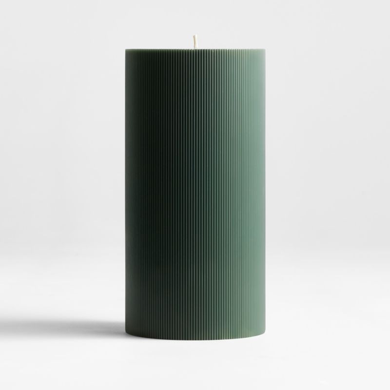 4"x8" Spruce Green Holiday Ribbed Pillar Candle + Reviews | Crate & Barrel | Crate & Barrel