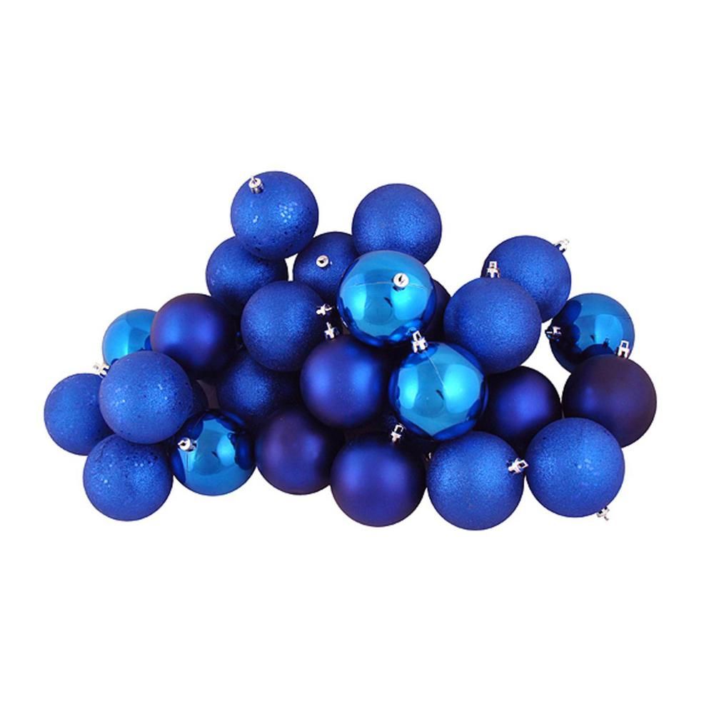 Northlight Shiny Lavish Blue Shatterproof Christmas Ball Ornaments (60-Count)-32275630 - The Home... | The Home Depot