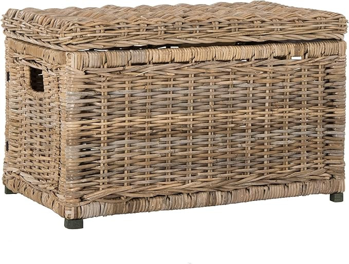 happimess Elijah 31" Wicker Storage Trunk Footlocker Chest, Natural | Rattan Kubu, Removable Lid,... | Amazon (US)