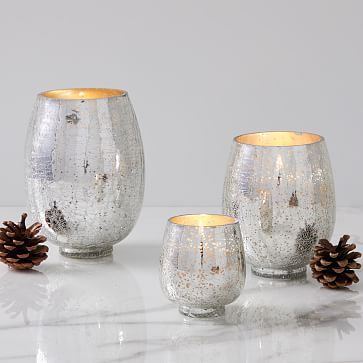 Silver Crackle Glass Candles - Balsam and Cedar | West Elm (US)