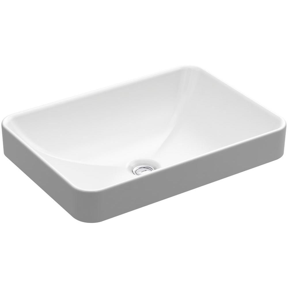 KOHLER Vox Rectangle Vitreous China Vessel Sink in White with Overflow Drain | The Home Depot