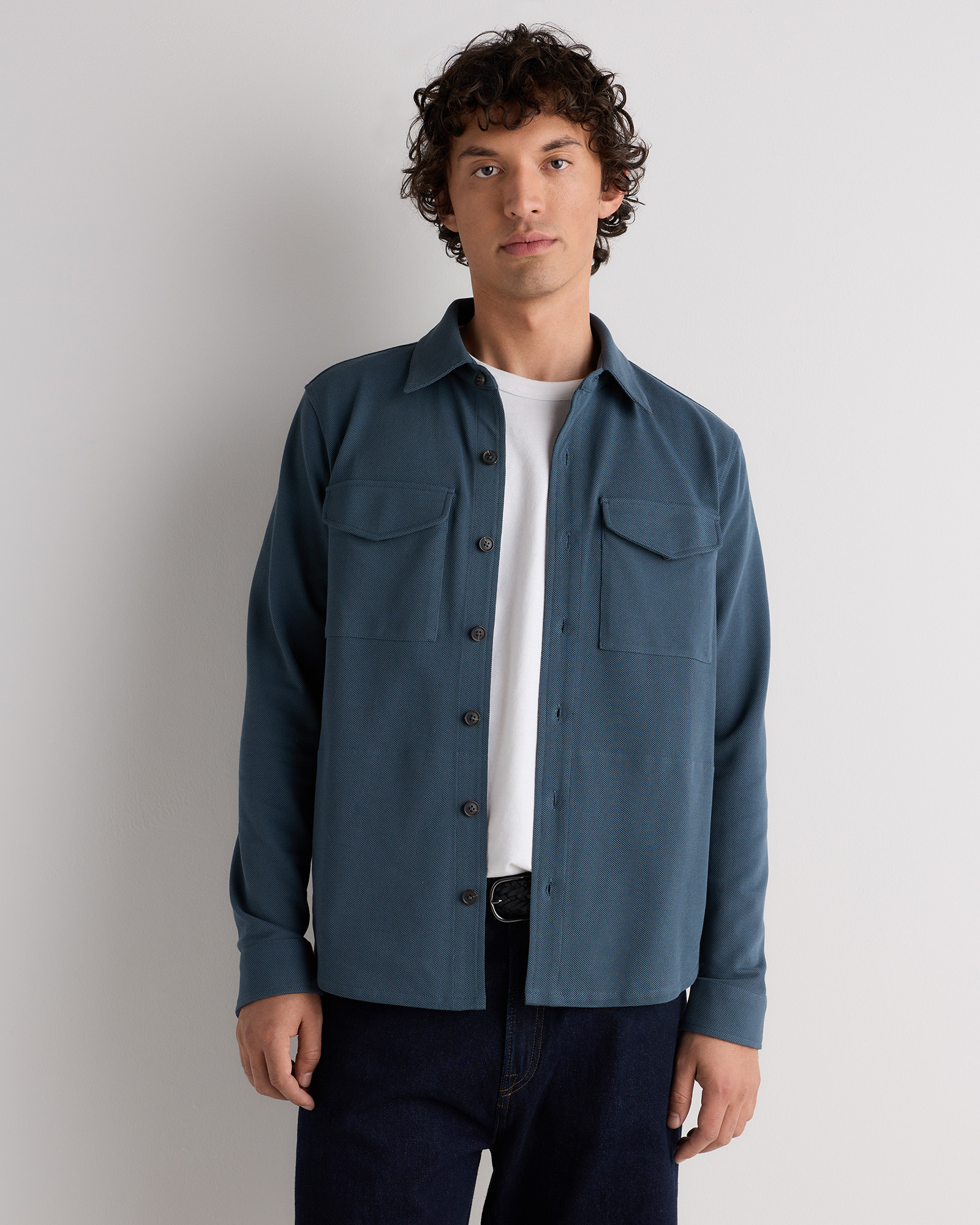 Quince | Men's Cotton Pique Knit Overshirt in Olive, Size XXL, Organic Cotton | Quince