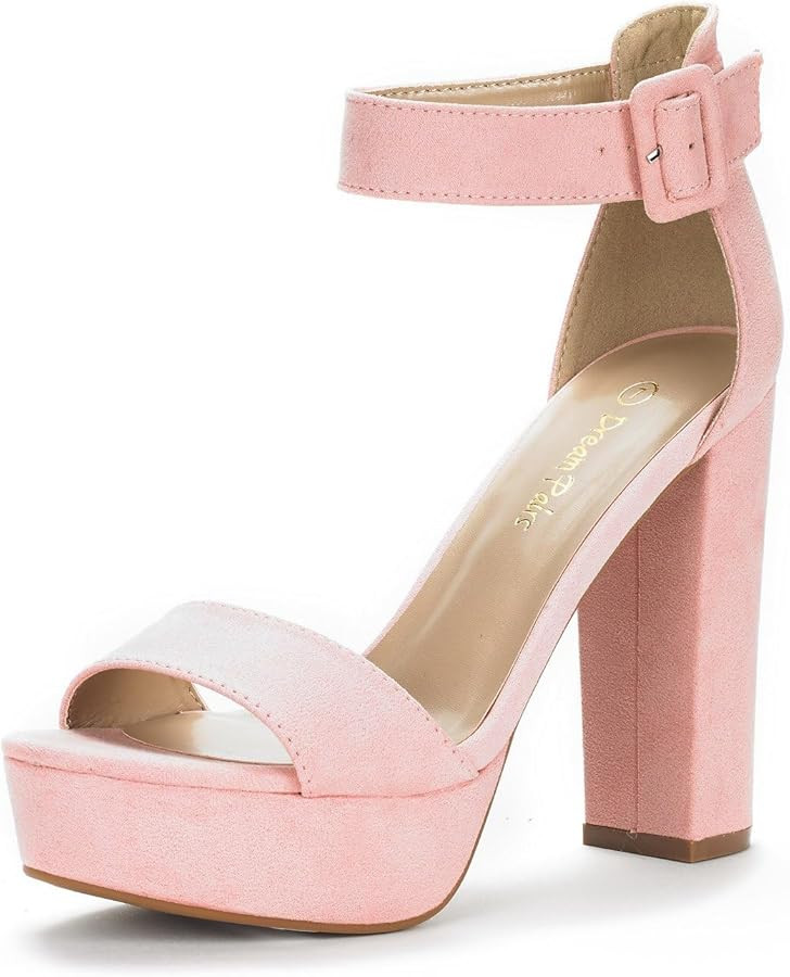 DREAM PAIRS Women's Platform Heel Sandals, Open Toe Ankle Strap Heel Fashion Wedding Party Dress ... | Amazon (US)