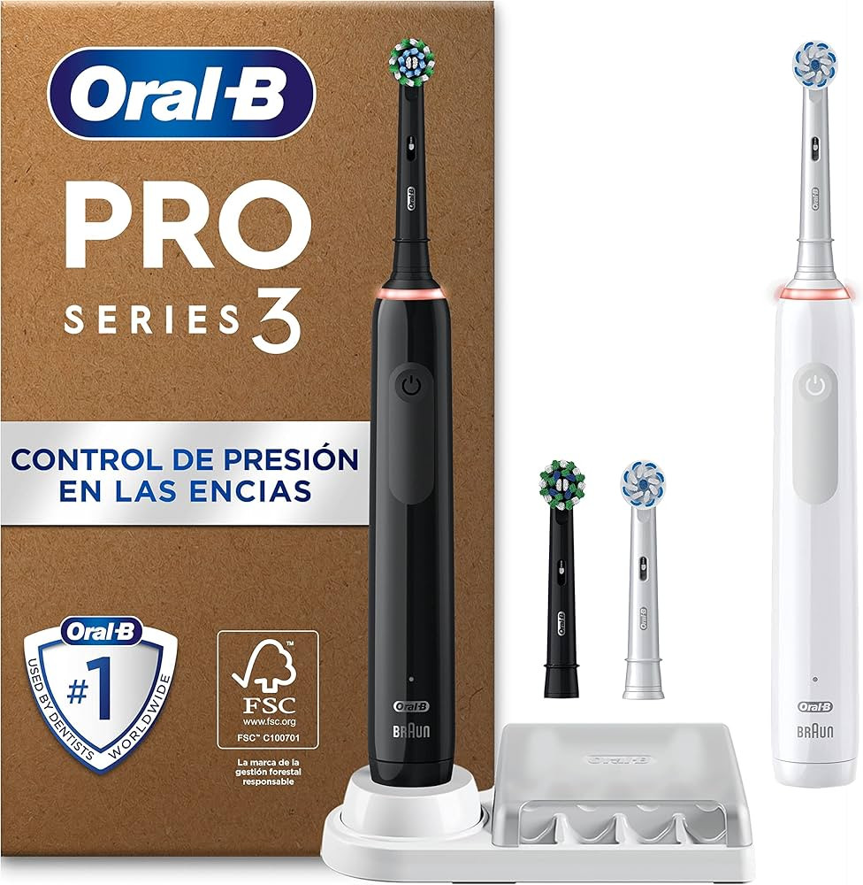 Oral-B Pro 3 Pack De 2 Cepillos de Dientes Eléctricos con Mango Recargable y 4 Cabezales de Reca... | Amazon (ES)