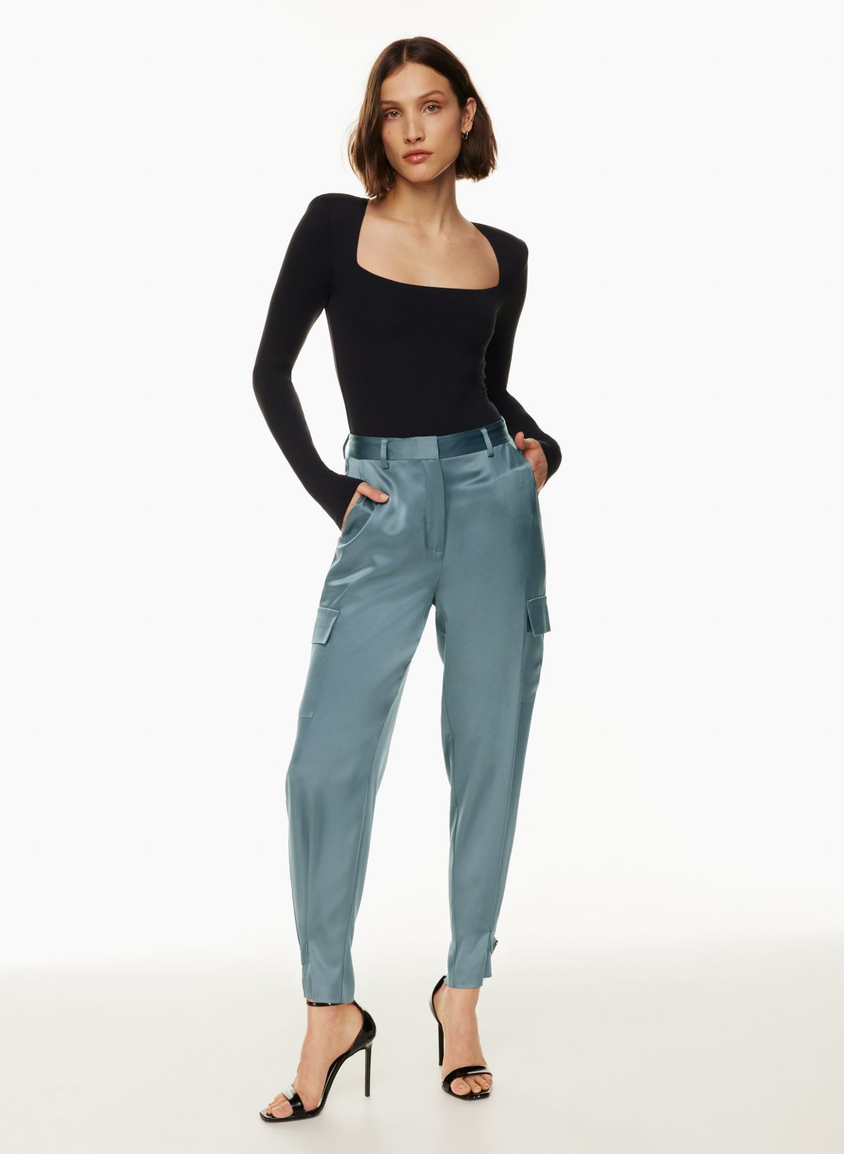 REFINED SATIN CARGO PANT | Aritzia