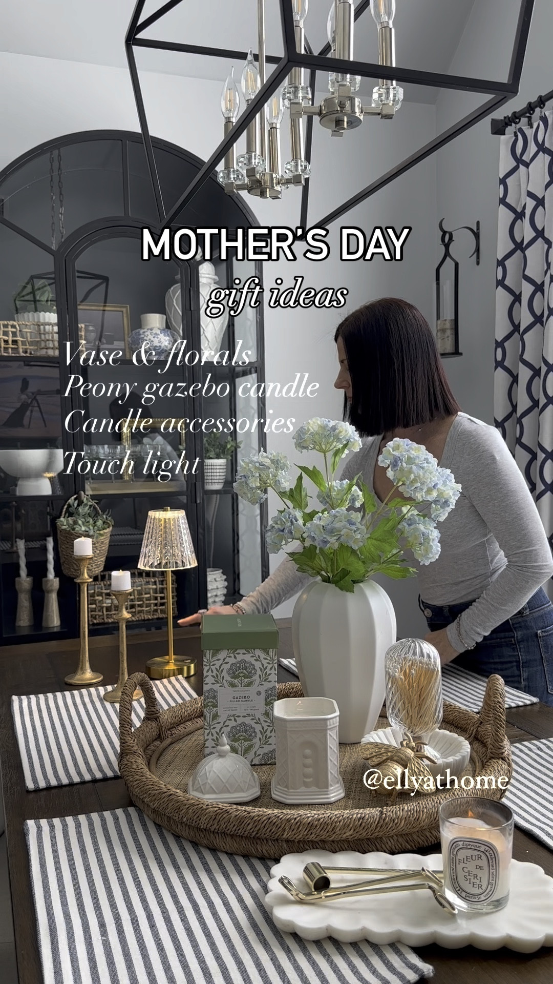 Pretty spring tray styling! Shop my new vase, blue florals, peony gazebo candle comes in a pretty gift box, candle cloche, candle accessories, marble tray on sale, cherry blossom candle, brass candleholders, touch light, black display cabinet, placemats, coastal tray, Spring home decor accessories. Mother’s Day gift ideas. Amazon home, , At Home, Target. Free shipping. #ltkgiftguide

#LTKsalealert #LTKhome #LTKVideo