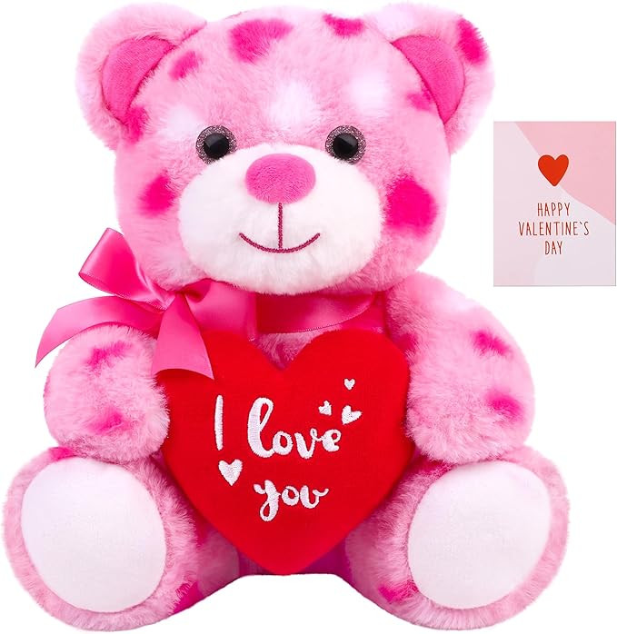 Fovths Plush Stuffed Teddy Bear with Red Heart for Valentine's Day 10 Inch I Love You Teddy Bear ... | Amazon (US)