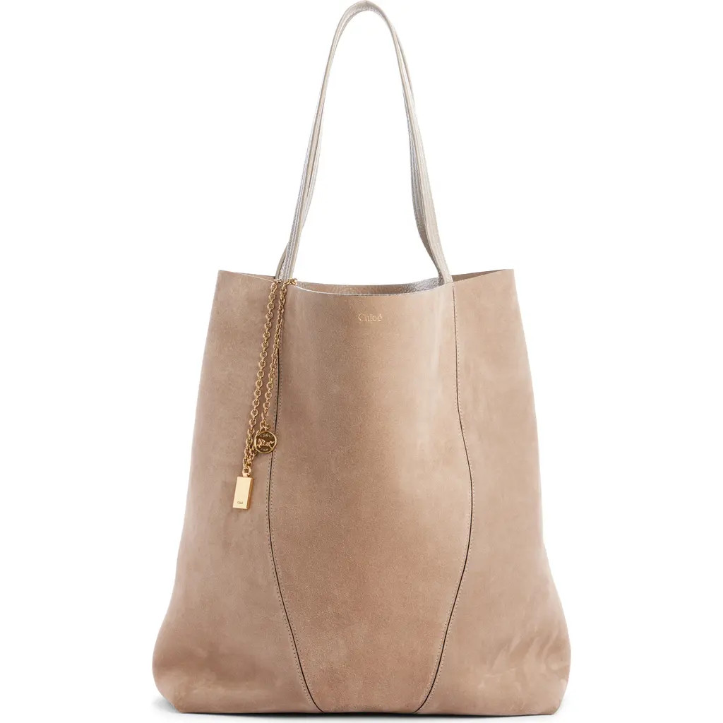 Chloé Spin Suede Large Tote in Motty Grey at Nordstrom | Nordstrom