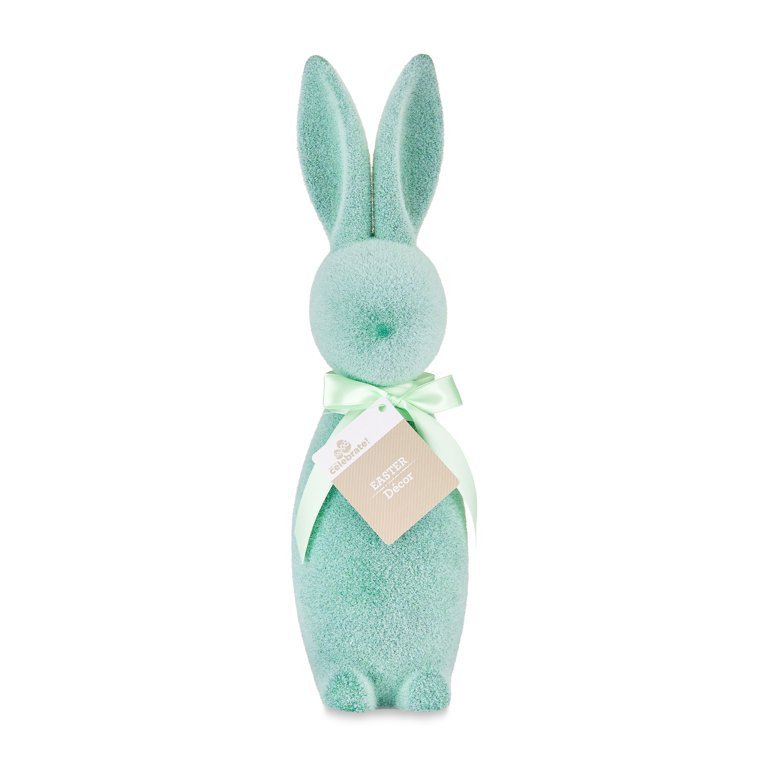 Way to Celebrate Easter Flocked Bunny Decor, Mint, 16" | Walmart (US)