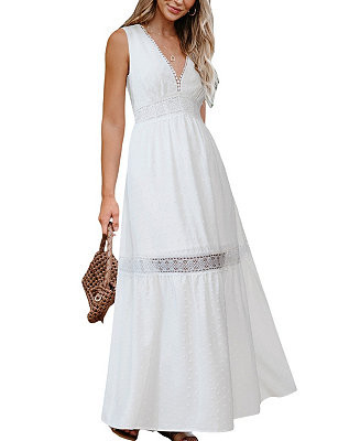 CUPSHE Women's Ethereal Lace Trim Maxi Beach Dress - Macy's | Macy's