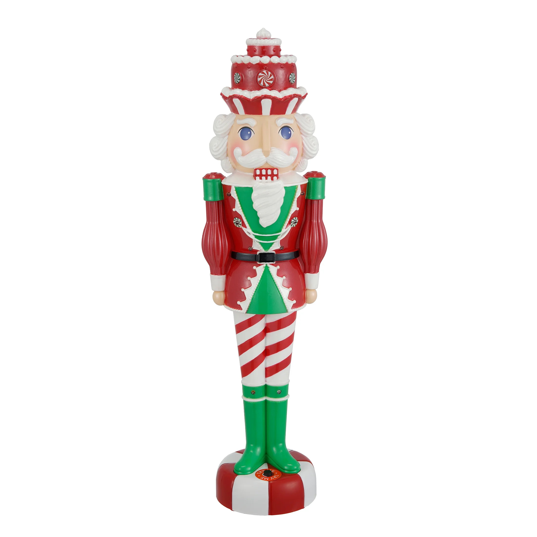 Peppermint Nutcracker Decorative Figurine with Music and LED Illumination, 14 in, by Holiday Time | Walmart (US)