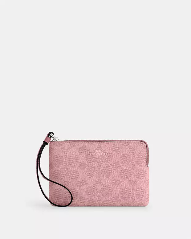 Corner Zip Wristlet In Signature Canvas | Coach Outlet US