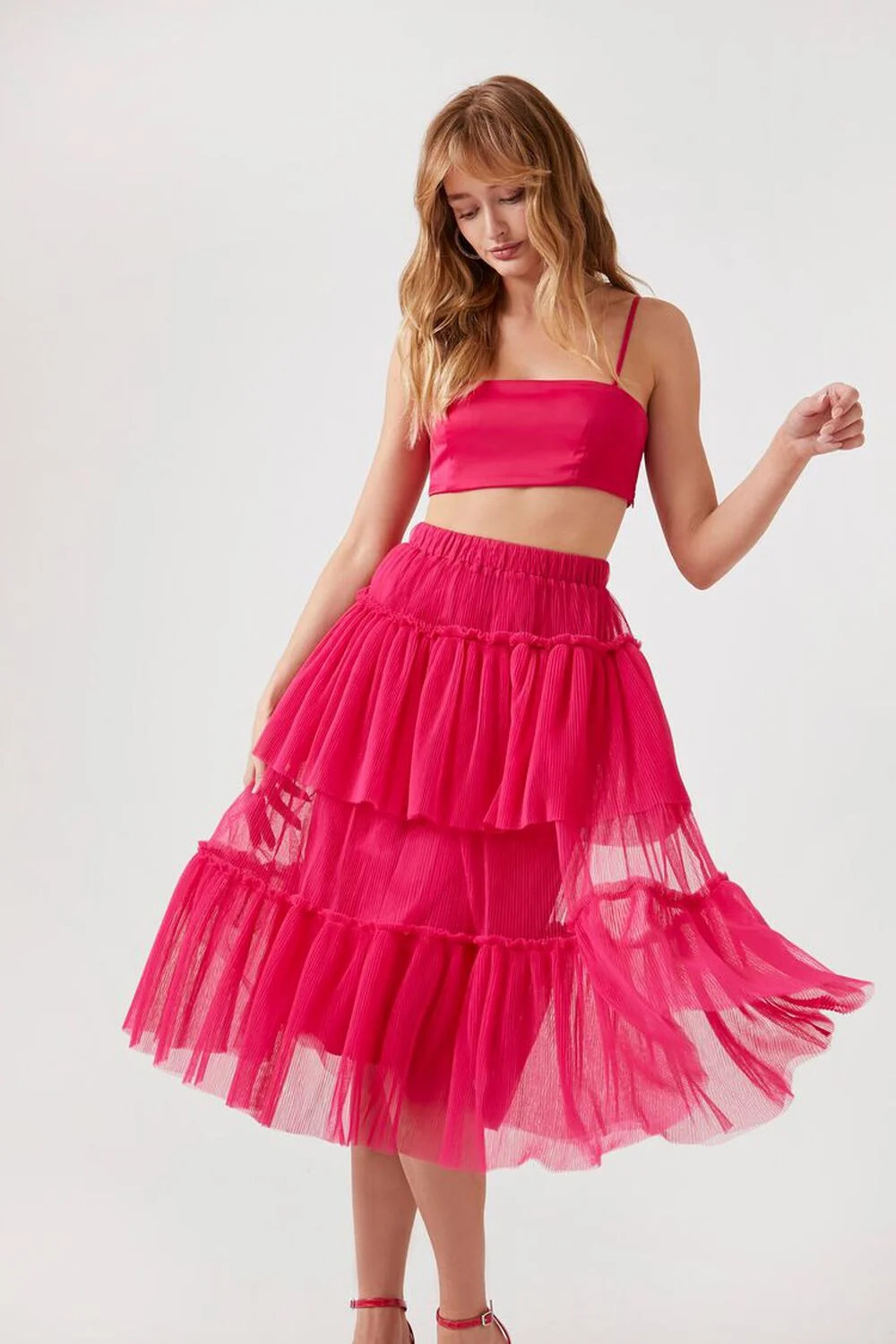 Cropped Cami & Mesh Skirt Set | Forever 21 (US)