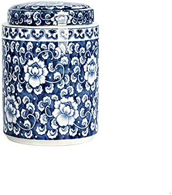 Antique Style Blue and White Porcelain Flowers Ceramic Covered Jar Vase, China Ming Style, Jingdezhe | Amazon (US)