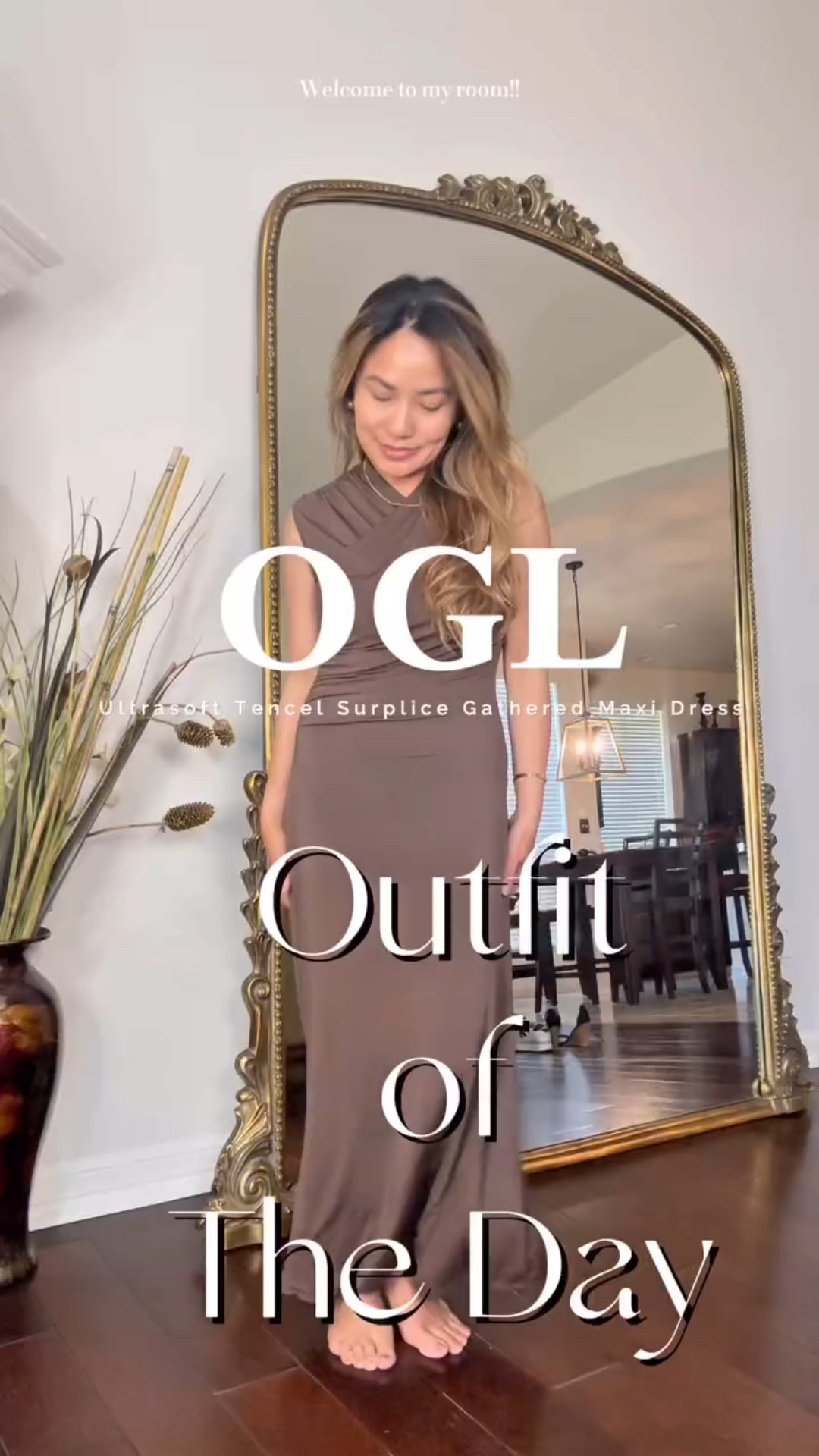 GRWM | Loving my @ogl_move Ultrasoft Tencel Surplice Gathered Maxi Dress In Chocolate Brown🤎🤎🤎
#ogl #oglmove  #OGLOutfits 
#ClosetStaple #MaxiDressVibes

✨ It’s giving ‘put-together without trying.’ The fabric is buttery soft, it hugs in all the right places, and that wrap neckline? Super flattering. I’ve worn this work, brunch and date night —just change the shoes. You need this in your closet. ✨

𝒙𝒐, 𝑵𝒊𝒏𝒂 💋 #𝒎𝒚𝒑𝒆𝒕𝒊𝒕𝒆𝒕𝒉𝒆𝒐𝒓𝒚 

. ✦　　°　. 　●　　.　　˚　　　ﾟ　　　•　　　✦ 　　　 ‍　˚　　✦　　°　. 　●　　.　　˚　　　ﾟ　　　•　　　✦ 　　 ‍#ootd #grwm #outfitoftheday #outfitinspiration
#reelscreators❤️ #petitestyletips #ltkpetite #fashionreelcreator #petitebloggerstyle #waystowearit #getdresswithme  #minimaliststyledaily #chicstyling #SpringOutfits2025 #quietluxurystyle #creatorsearchinsights #whattowear #elevateyourstyle #styletips