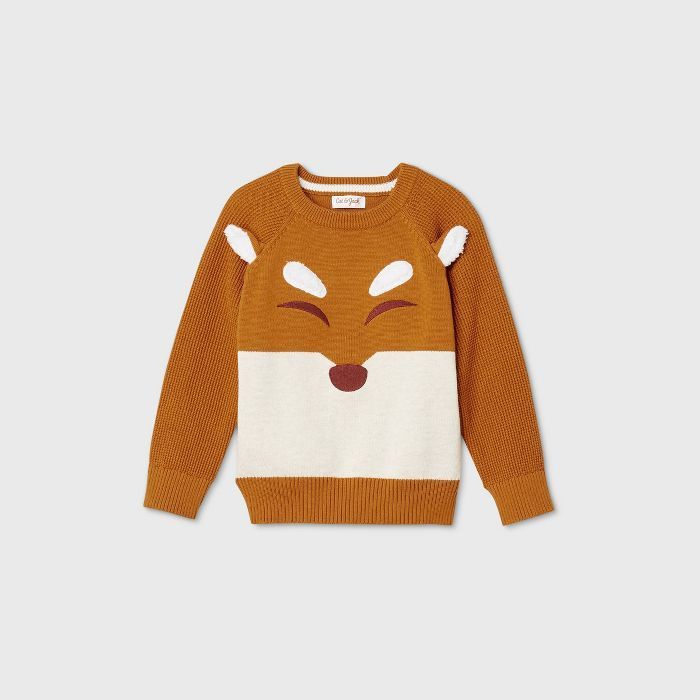 Toddler Boys' Crew Neck Jacquard Pullover Sweater - Cat & Jack™ Orange | Target