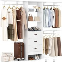 Closet System with Drawer - 8FT Wood Closet Organizer System with 3 Hanging Rods and Shelving Tower, 96"" Walk In, Customized | AliExpress (US)