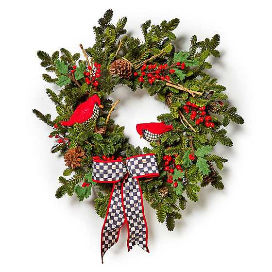 Cozy Christmas Cardinal 29" Wreath | MacKenzie-Childs