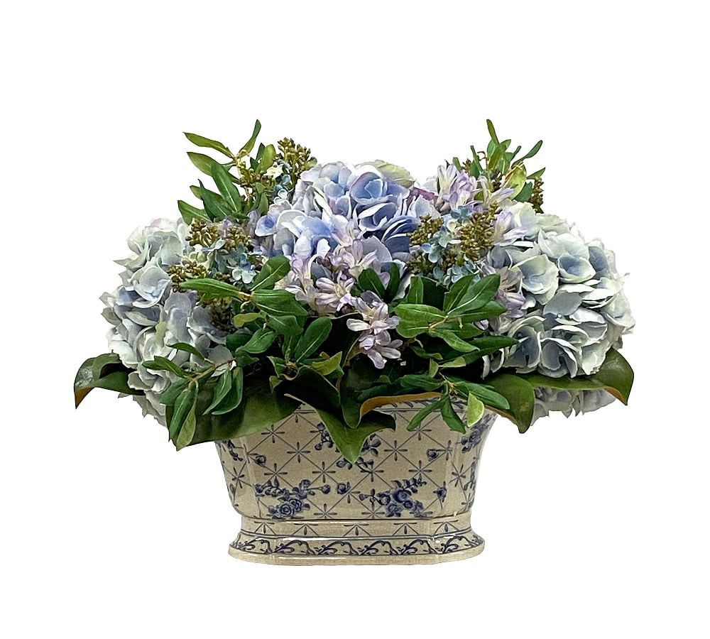 Faux Hydrangea & Olive Leaf in Ceramic Pot | Pottery Barn (US)