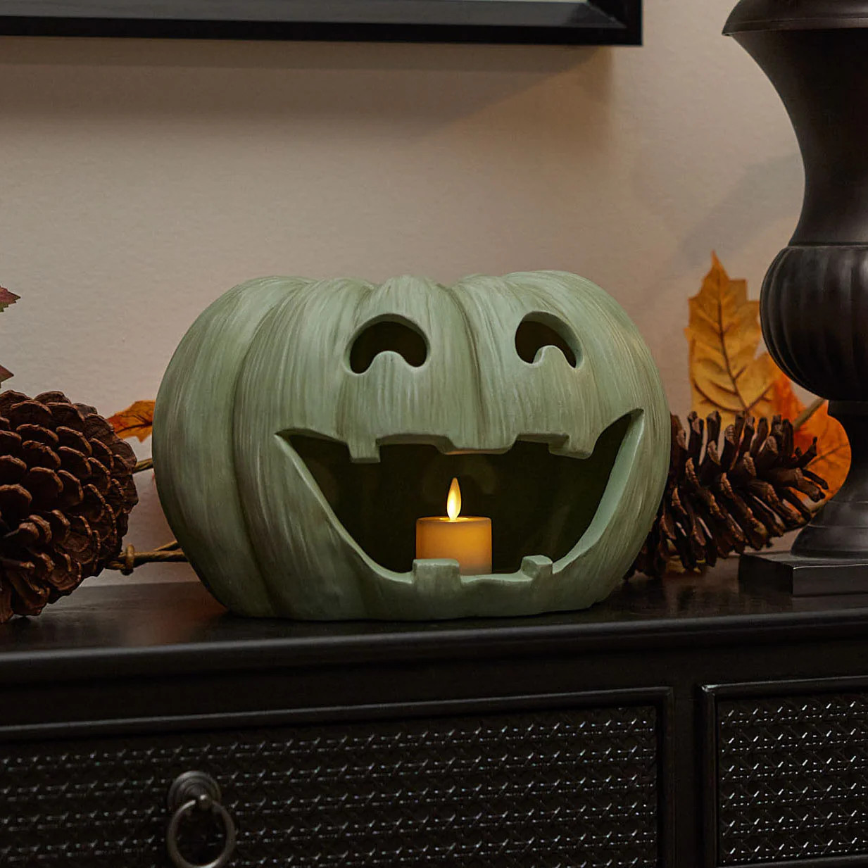 Sage Jack-o'-lantern Pumpkin Tealight Holder | Luminara