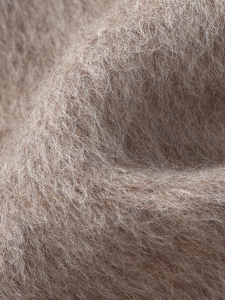 Alpaca Wool Blend Round Neck Women Jacket | GOELIA