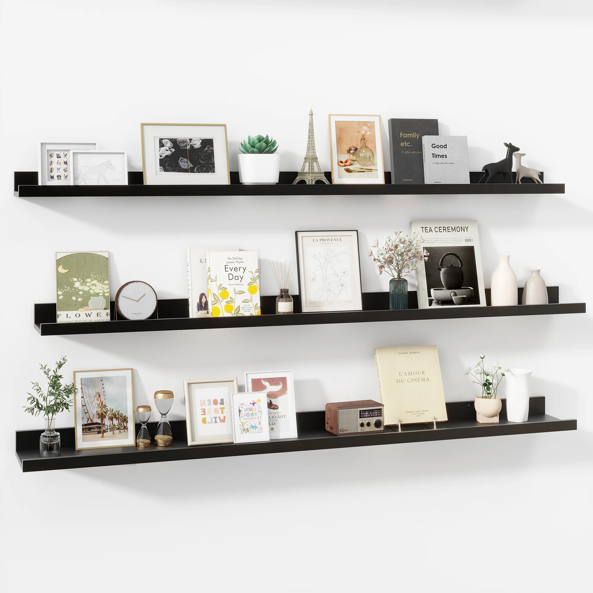 Wall-Mounted Floating Shelves for Bedroom, Living Room (Set of 3) | Wayfair North America