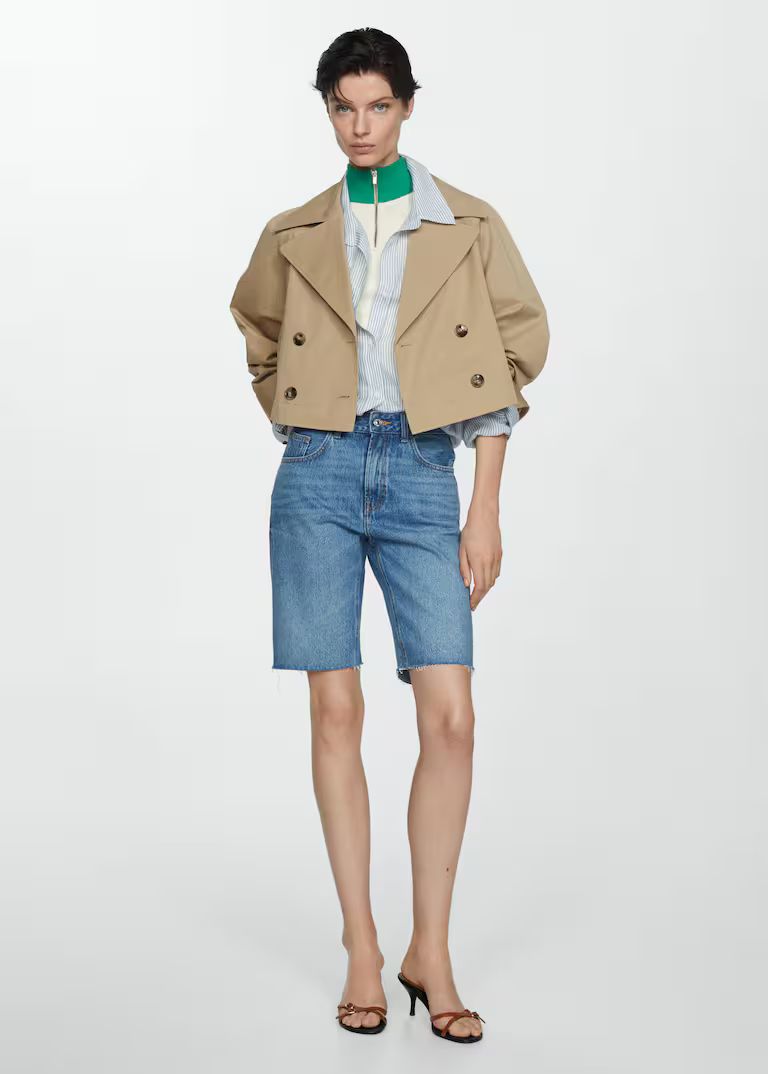 Cropped trench coat with lapels | MANGO (US)