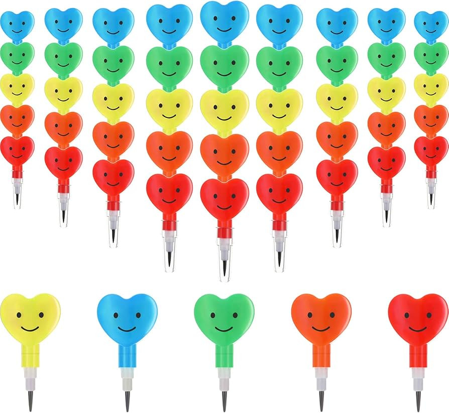 Zonon 36 Pcs Valentine's Day Pencils Bulk Plastic Stacking Heart Pencils Cute Smile Face Pens for... | Amazon (US)