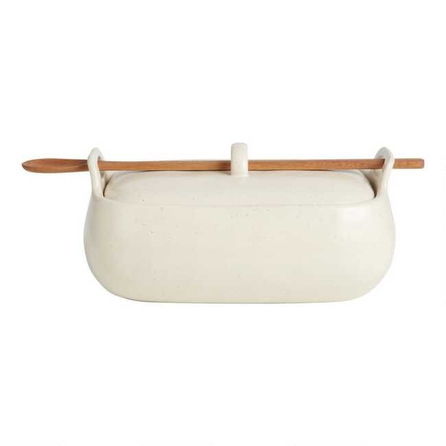 Speckled Covered Ceramic Baker with Spoon | World Market