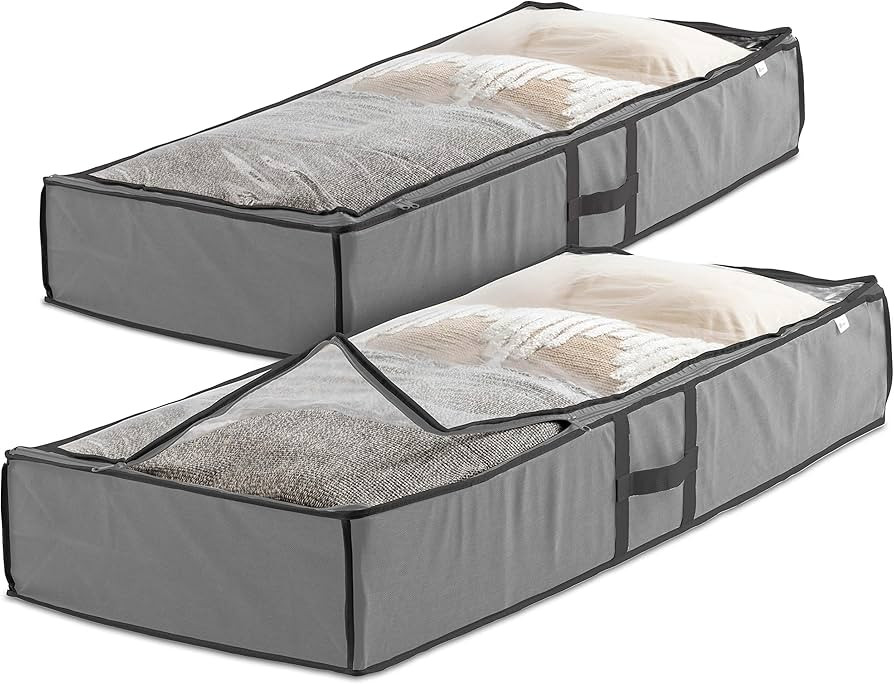 Zober Under Bed Storage - Pack of 2 Under Bed Storage Containers for Clothes, Blankets, Winter Cl... | Amazon (US)