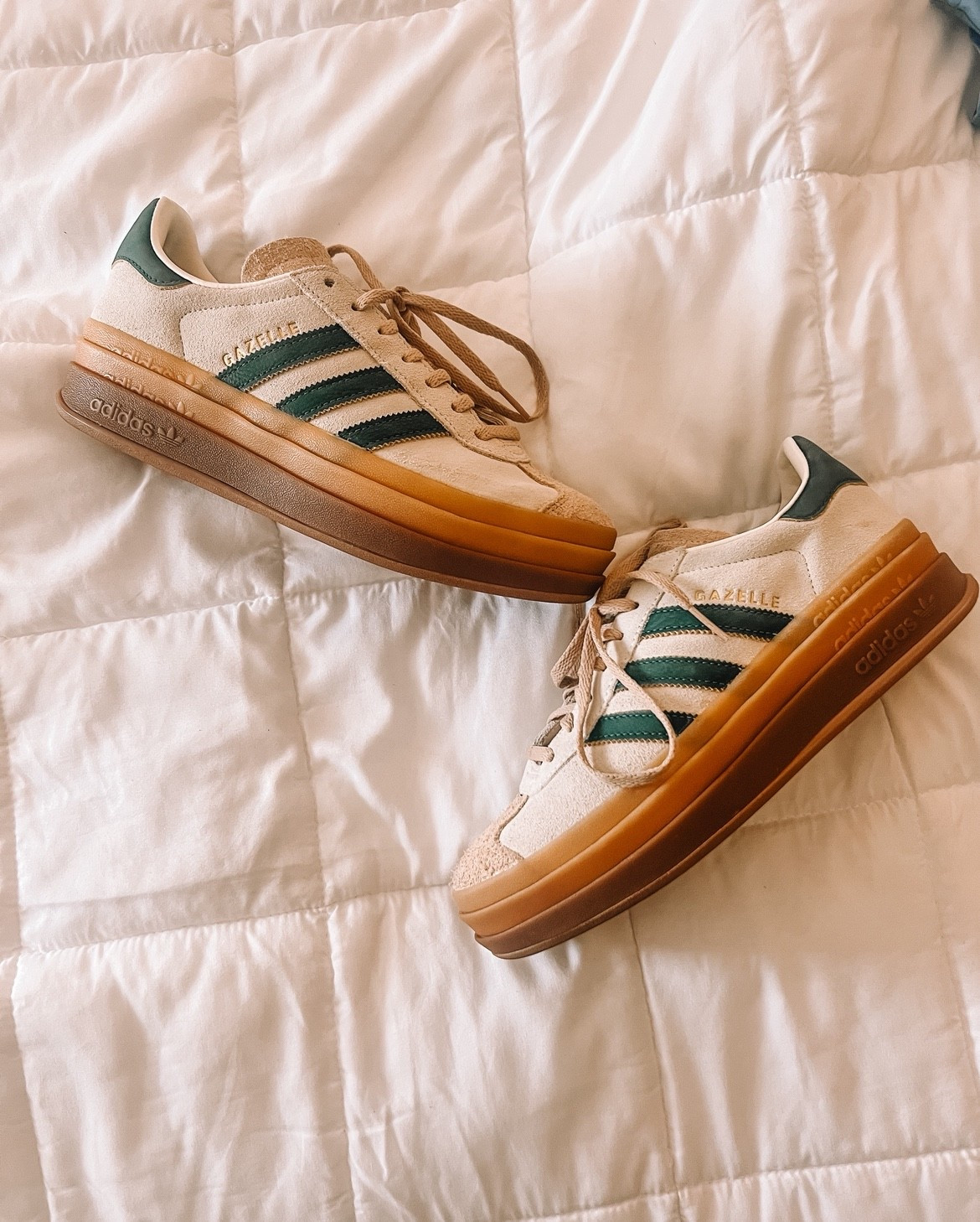 Adidas gazelle platform sneakers are truly my new obsession, walked and biked in these for many miles and they were so comfortable and are cute too’ found and linked them
On sale 

#LTKSaleAlert #LTKShoeCrush