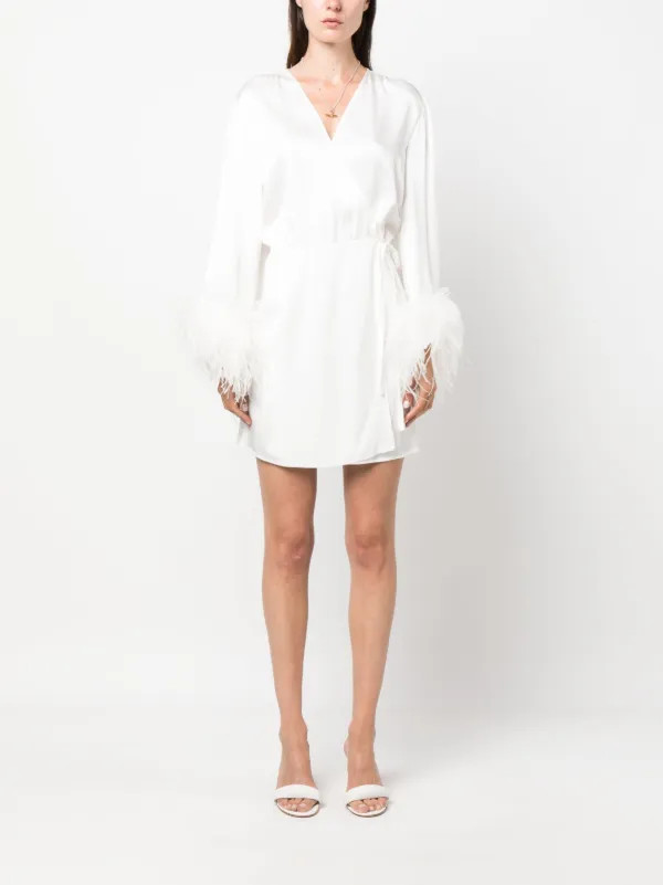 Iris feather-detail wrap minidress | Farfetch Global