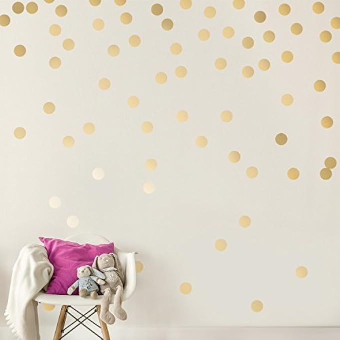Easy Peel + Stick Gold Wall Decal Dots - 2 Inch (200 Decals) - Safe on Walls & Paint - Metallic Viny | Amazon (US)