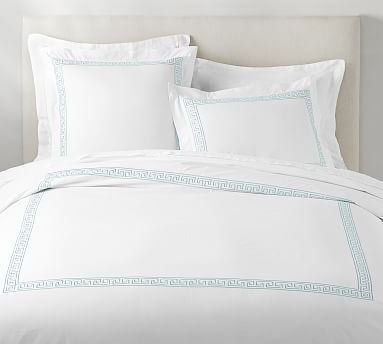 Geo Embroidered Organic Percale Duvet Cover | Pottery Barn (US)