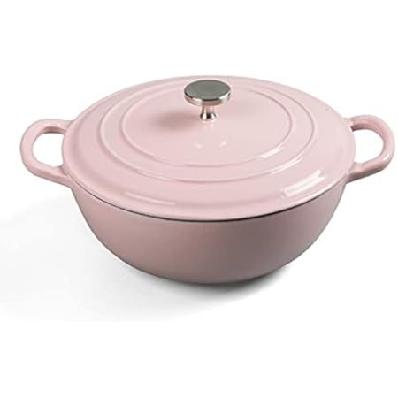 EDGING CASTING Enameled Cast Iron Covered 5.5 Quart Dutch Oven with Dual Handle, Pink | Amazon (US)