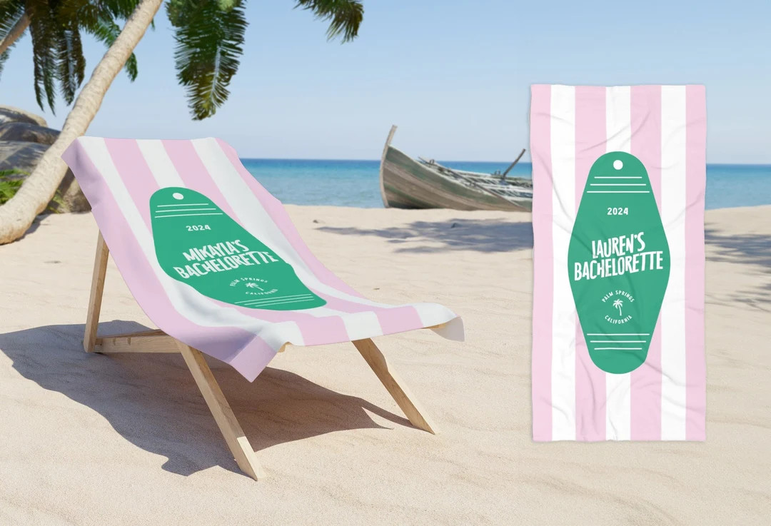 Personalized Palm Springs Bachelorette Beach Towel, Beach Bachelorette Party, Bridesmaids Gifts, ... | Etsy (US)