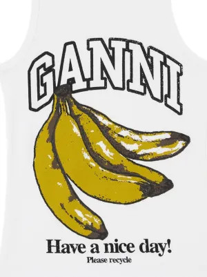 GANNI banana-print Tank Top | White | FARFETCH | Farfetch Global