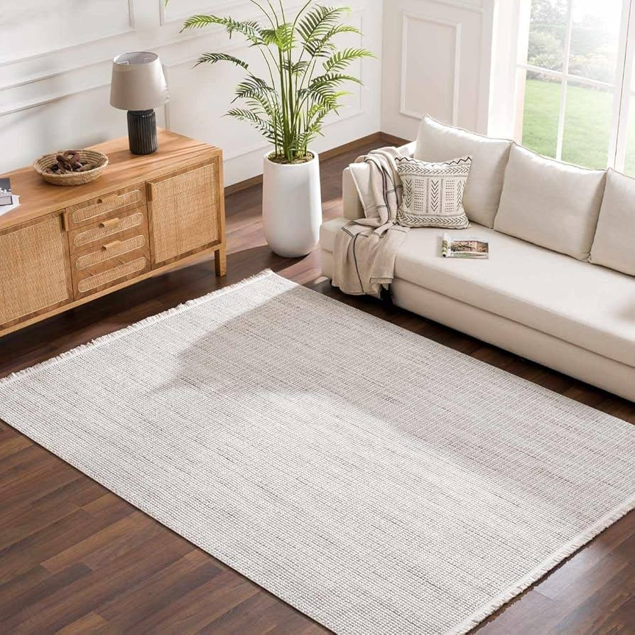 Hauteloom Gowan Living Room, Bedroom Farmhouse Area Rug - Natural Solid - Bohemian Boho Fringe Ca... | Amazon (US)
