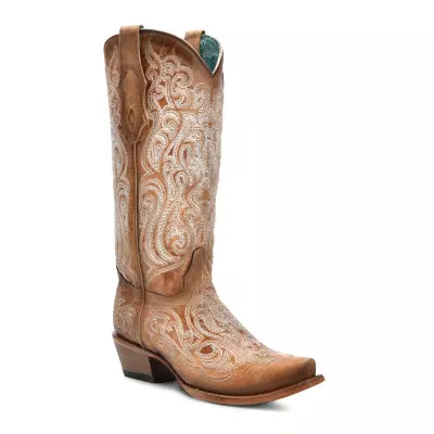 Corral Women's Luminescent Embroidery Crackled Straw Snip Toe Cowgirl Boot | Tractor Supply